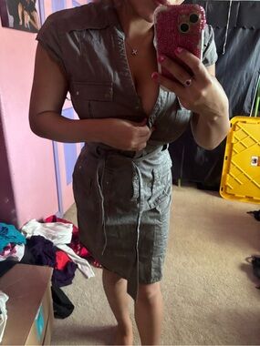 H&M gray mini cargo dress